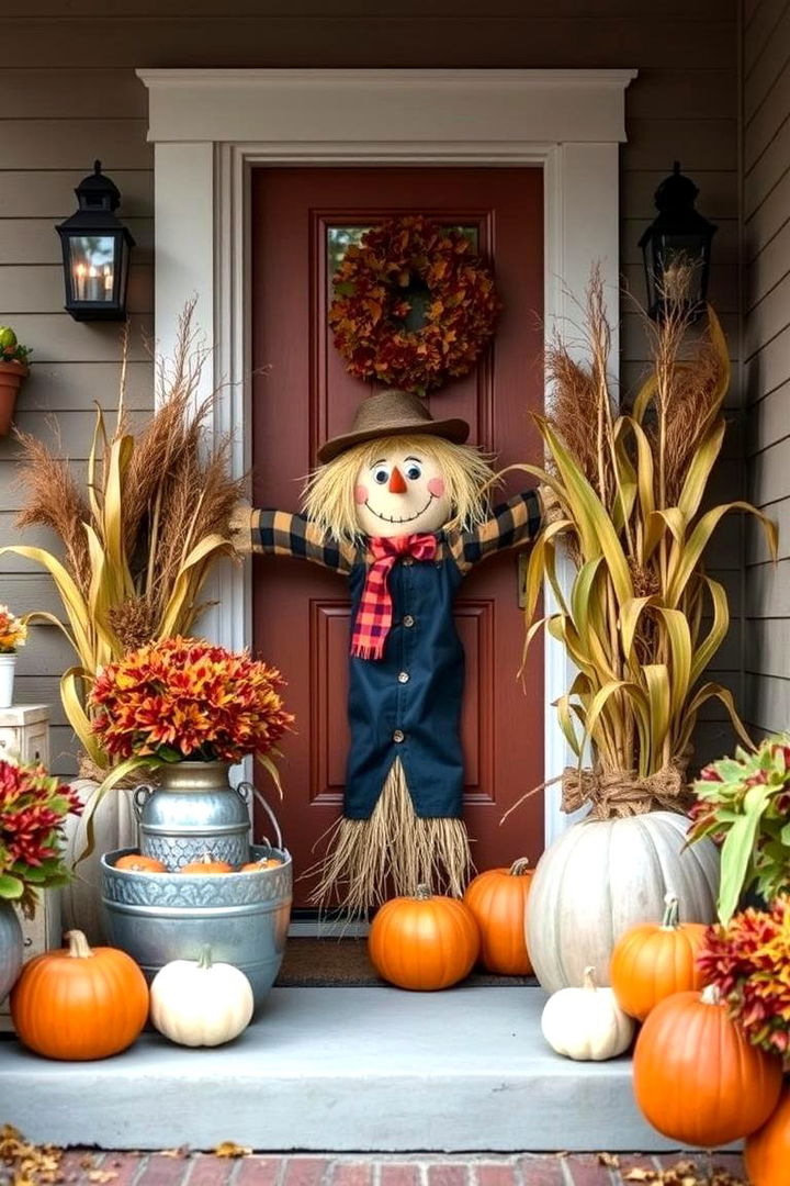 Playful Scarecrow Elements in Decor - 22 Fall Porch Decor Ideas