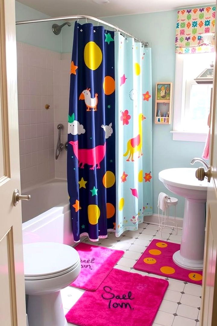 Playful Shower Curtains and Mats for Fun and Function - 22 Kids Bathroom Ideas