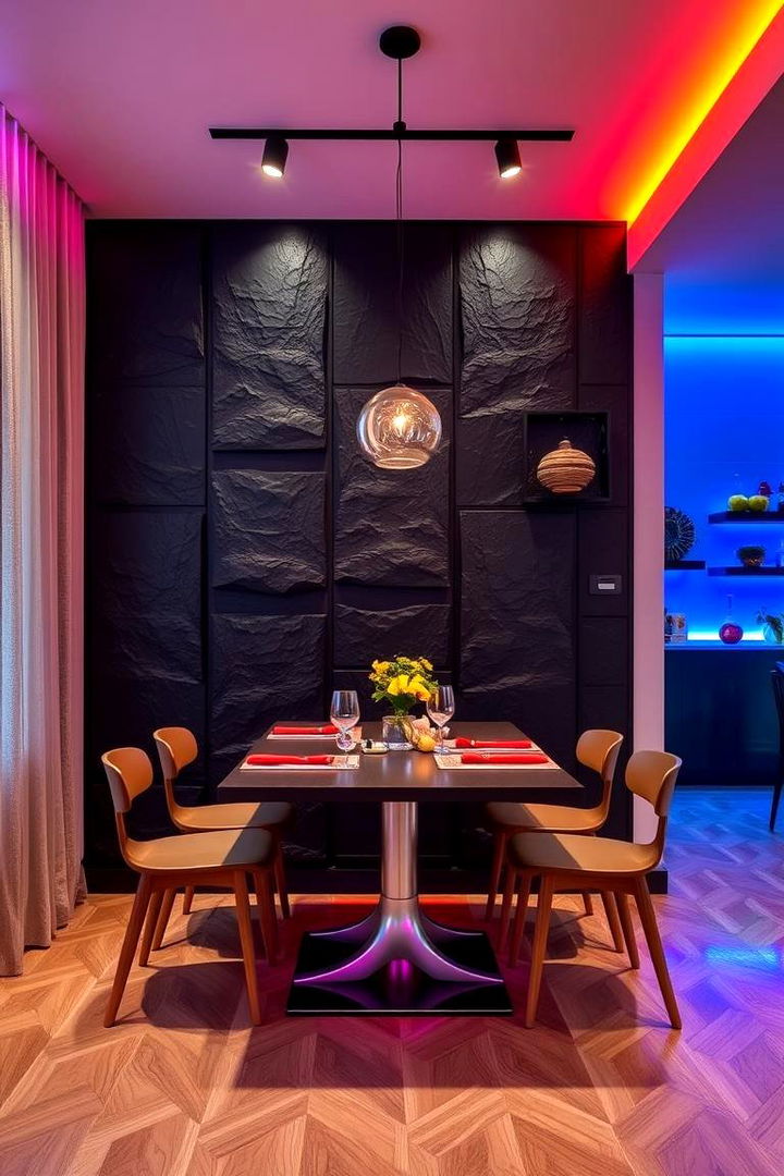 Playful Textured Panels - 22 Black Accent Wall Dining Room Ideas