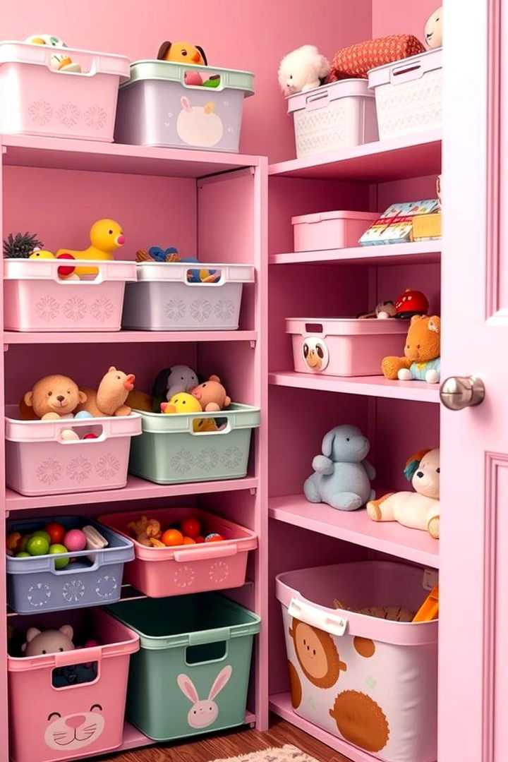 Playful Toy Storage - 22 Pink Nursery Ideas