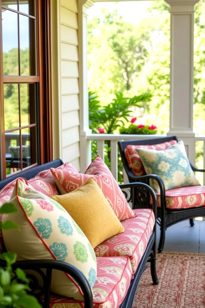 Playing with Patterned Pillows and Cushions - 22 Small Cape Cod Front Porch Ideas