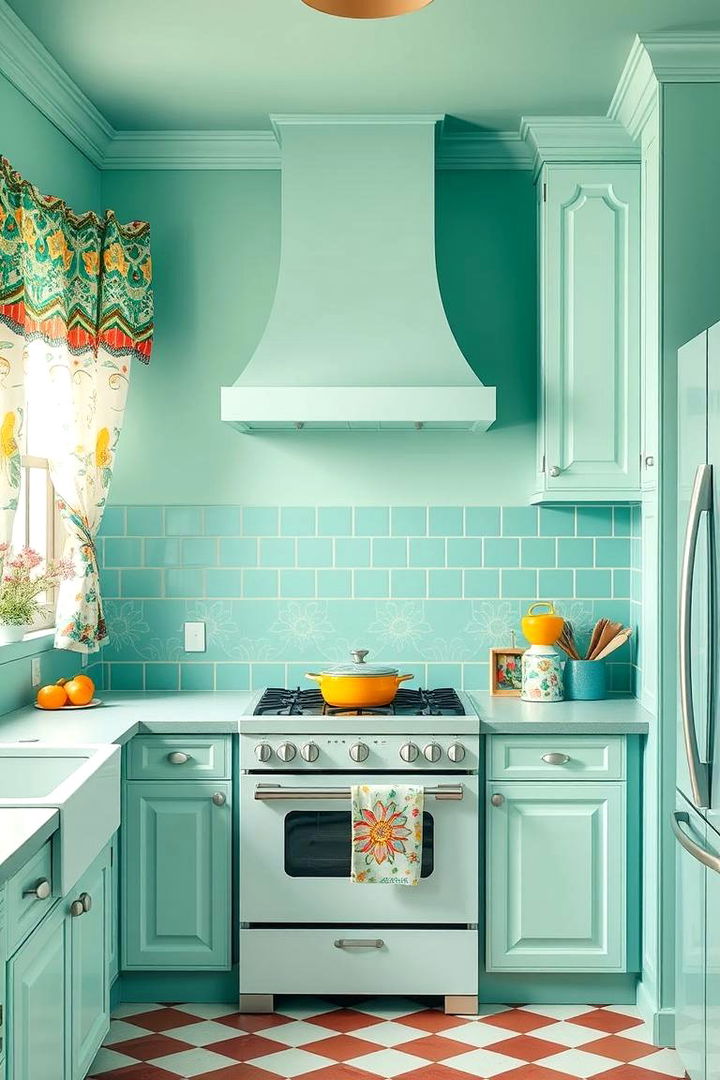 Playing with Patterns in Seafoam Kitchens - 22 Seafoam Green Kitchen Ideas