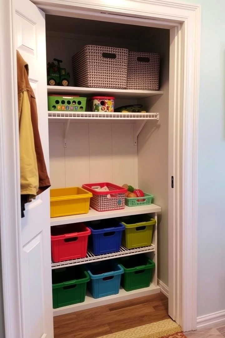 Playroom Closet Conversion for Integrated Storage - 22 Living Room Toy Storage Ideas