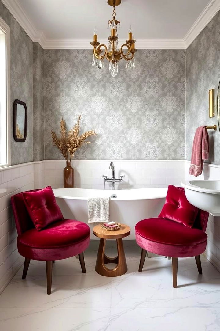 Plush Burgundy Velvet Touches - 22 Burgundy Bathroom Ideas