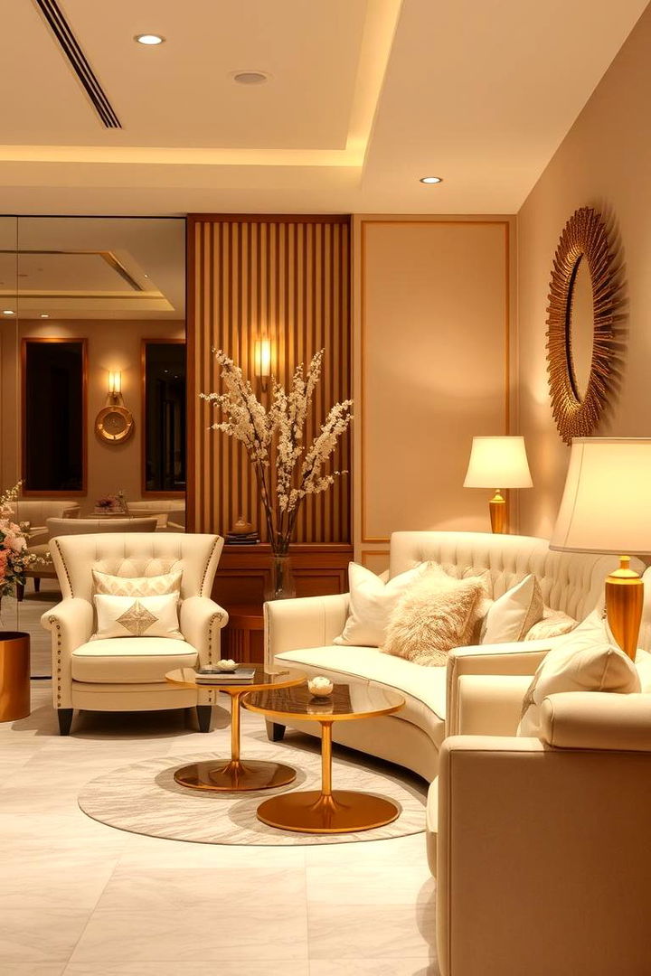 Plush Comfort Inviting Furniture for Relaxation - 22 Cream and Gold Living Room Ideas