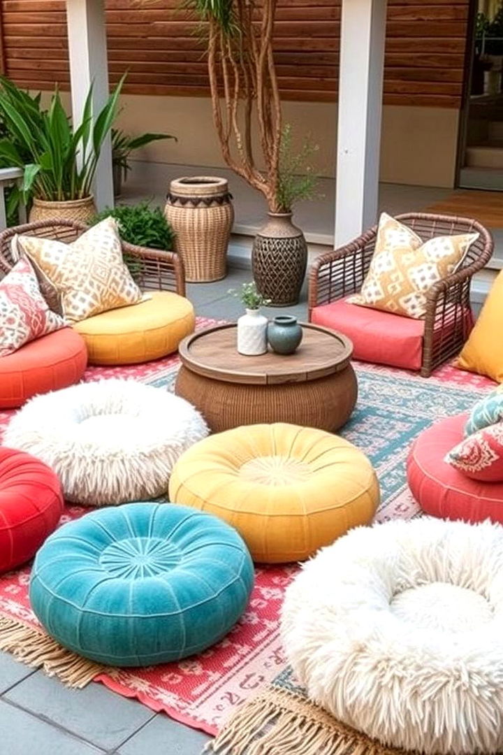 Plush Poufs and Floor Cushions - 22 Boho Patio Ideas