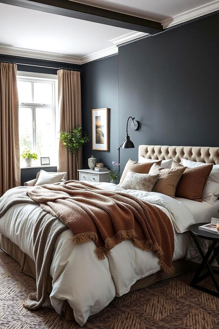 Plush Soft Furnishings - 22 Dark Grey Bedroom Ideas