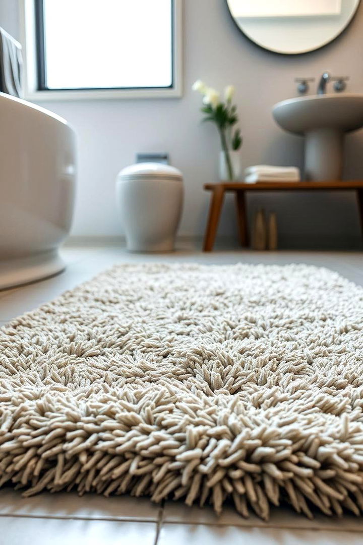 Plush Textured Comfort Experience - 22 Bathroom Rug Ideas