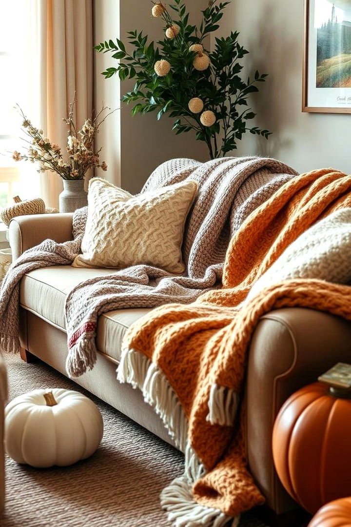 Plush Throw Blankets - 22 Fall Living Room Ideas