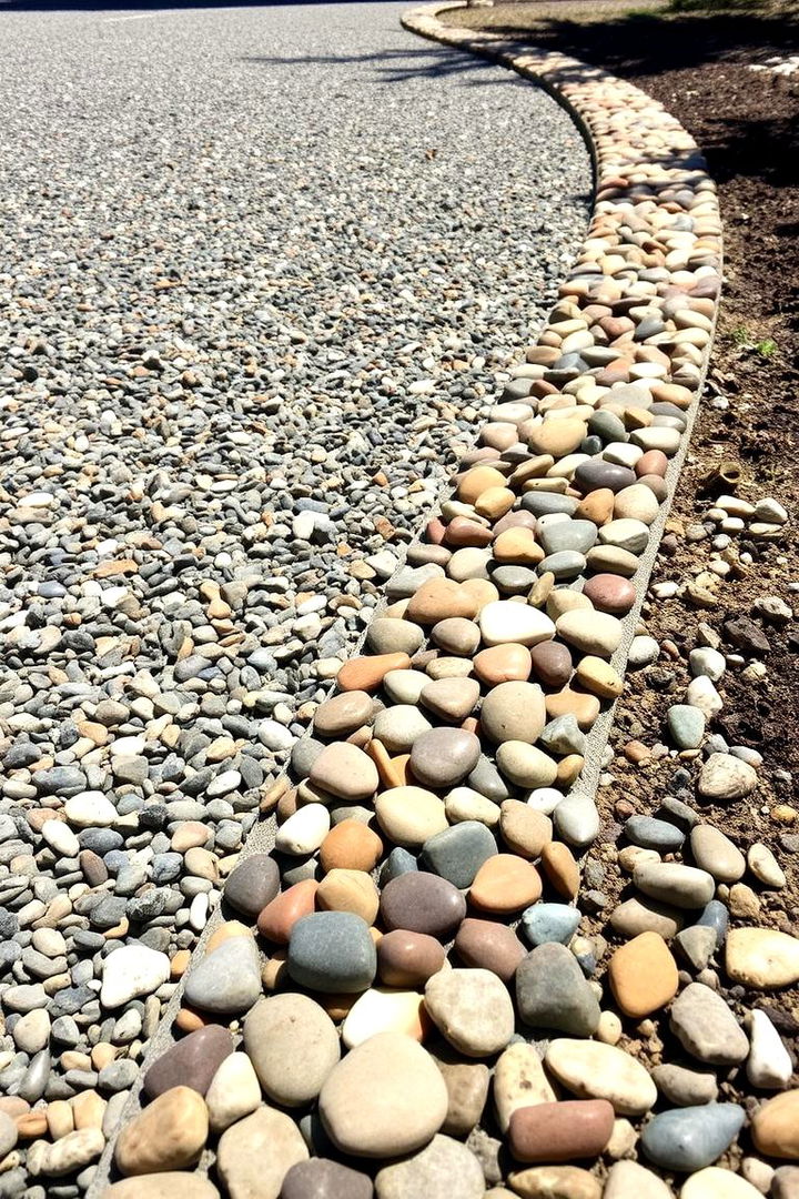 Polished Pebble Resin Accents - 22 Gravel Driveway Edging Ideas