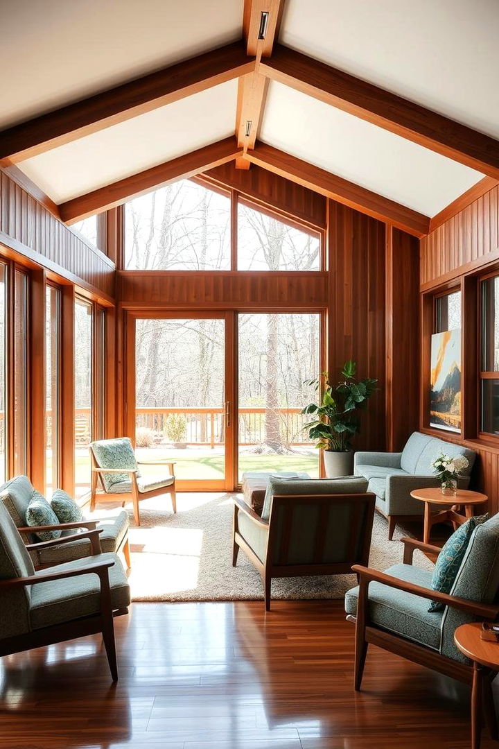 Polished Wood Elements - 22 Mid-century Modern Sunroom Ideas