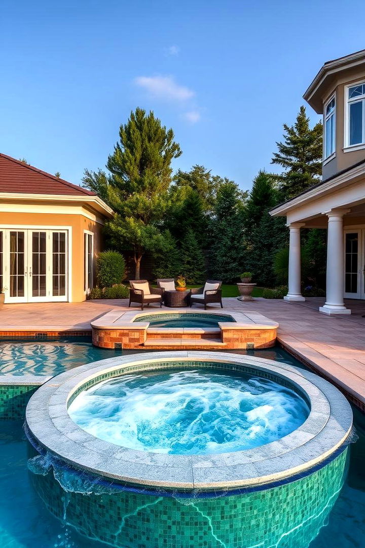 Pool with Built in Spa - 22 Semi Inground Pool Ideas