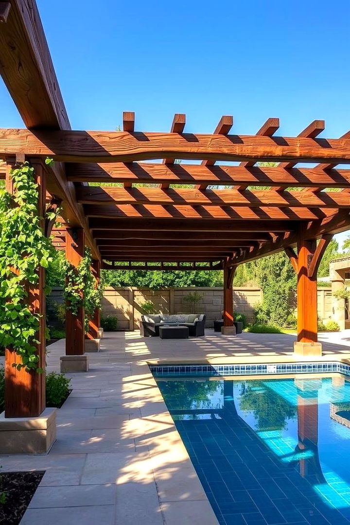 Poolside Pergola Structures - 22 Rustic Pool House Ideas