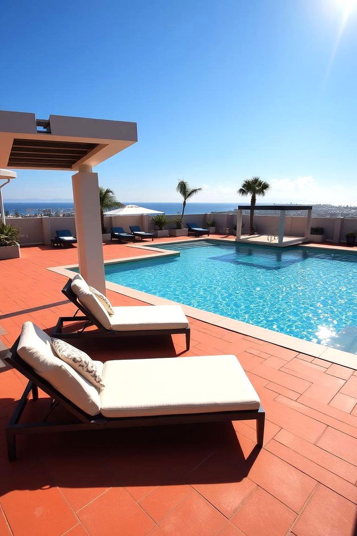 Poolside Retreat Enhancement - 22 Red Paver Patio Ideas