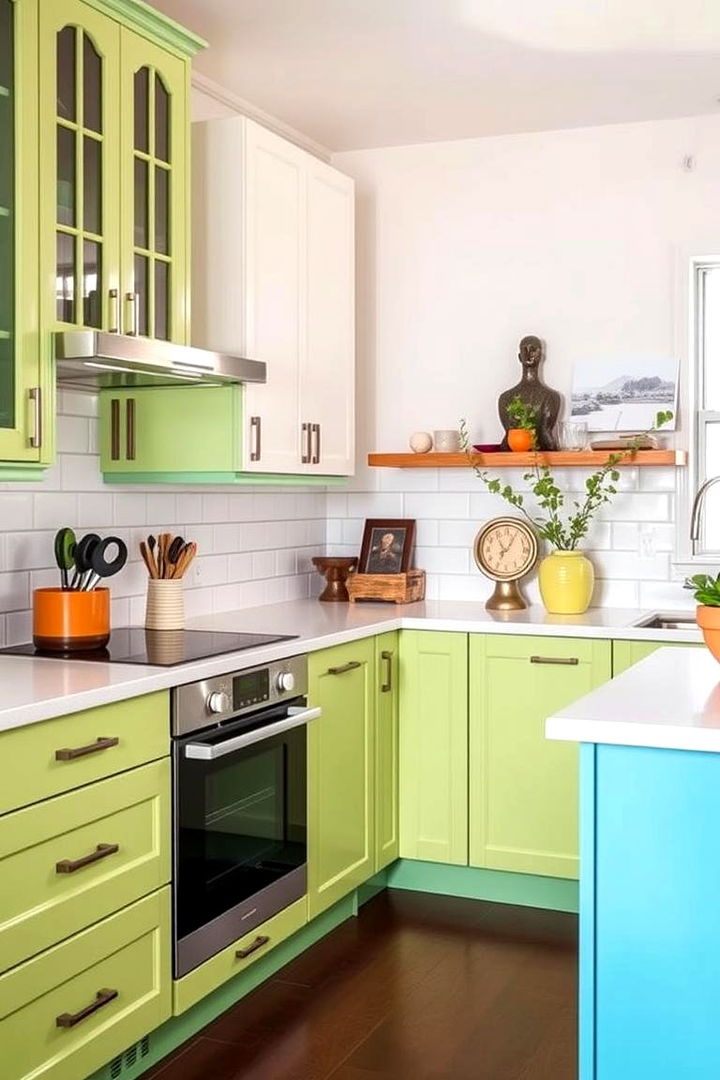 Pop of Color on Base Cabinets - 22 Two Tone Kitchen Cabinet Ideas