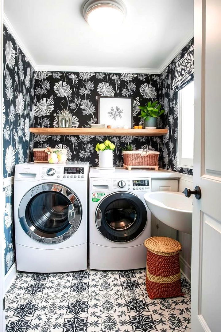 Pop of Pattern - 22 Black and White Laundry Room Ideas