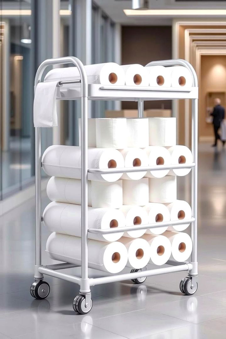 Portable Cart with Storage - 22 Toilet Paper Storage Ideas