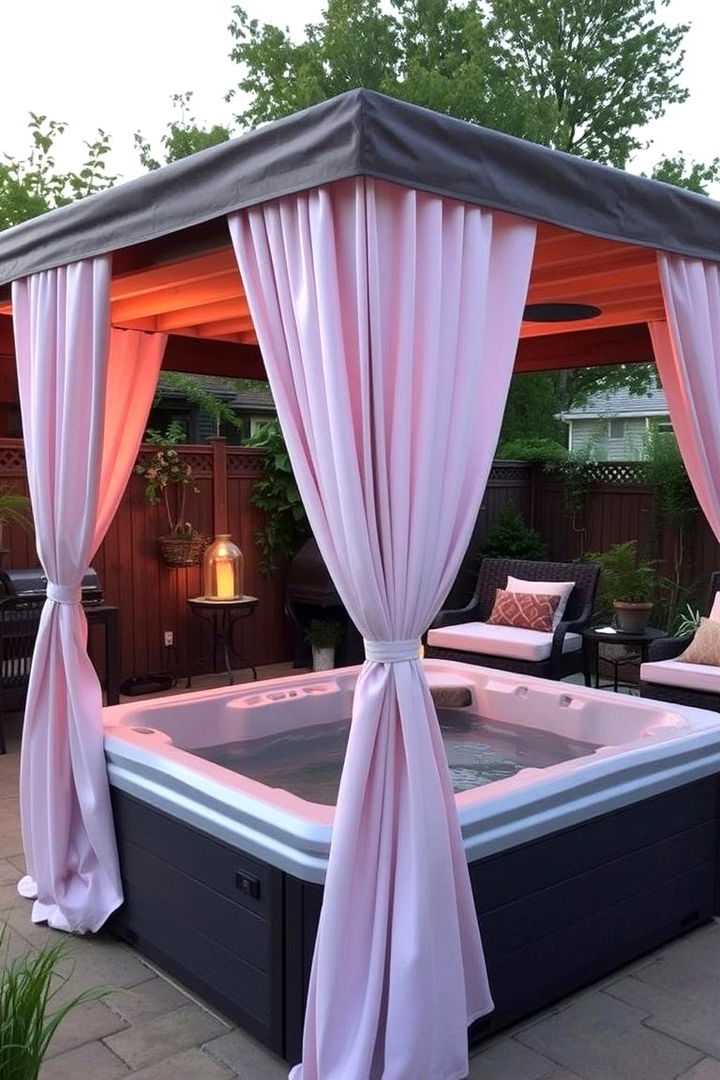Portable Curtains for Flexibility - 22 Backyard Hot Tub Privacy Ideas
