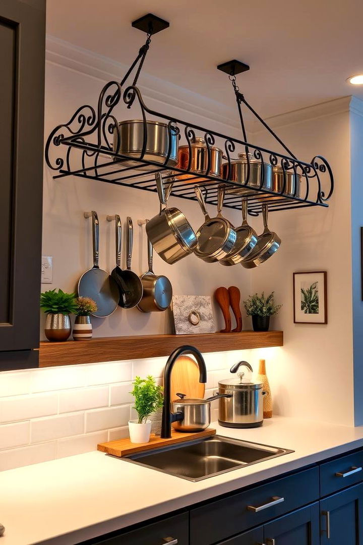 Pot Rack Installation - 22 Small Kitchen Ideas on a Budget