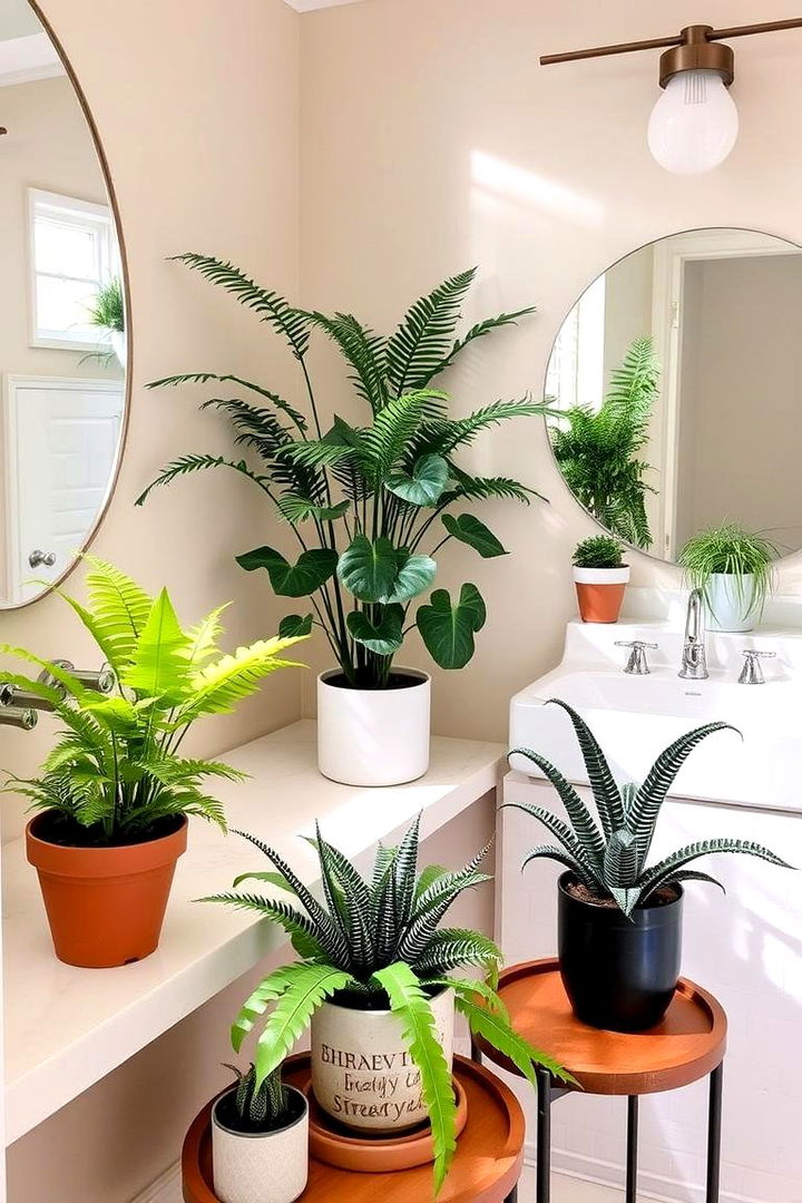 Potted Plant Decor - 22 Small Green Bathroom Ideas