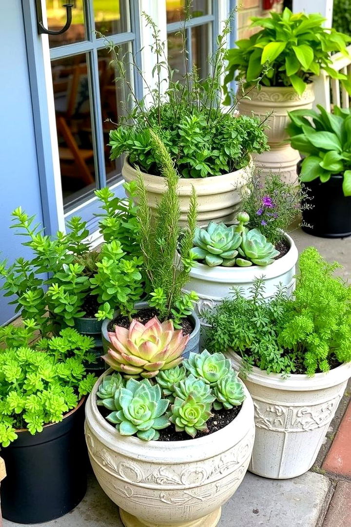 Potted Plant Displays - 22 Low Maintenance Backyard Landscaping Ideas