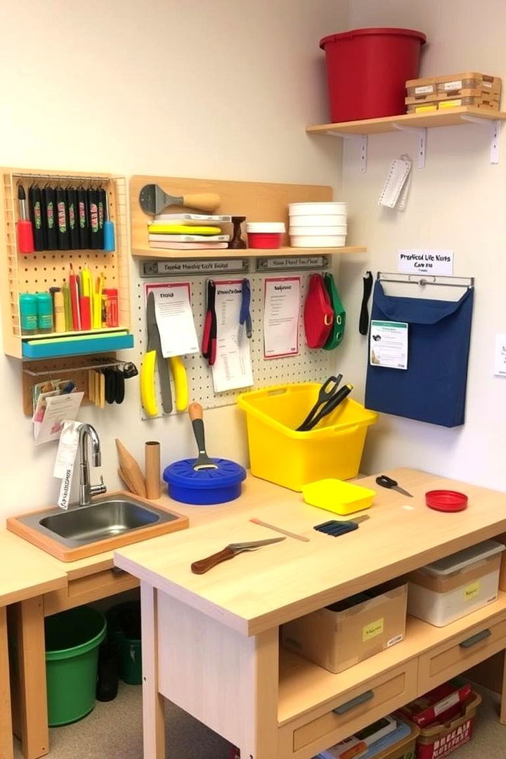 Practical Life Skills Stations - 22 montessori nursery ideas
