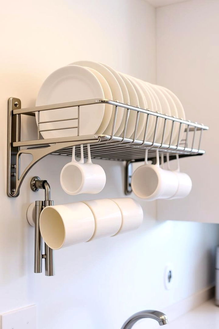 Practical Wall Mounted Dish Racks - 22 Kitchen Sink Organization Ideas