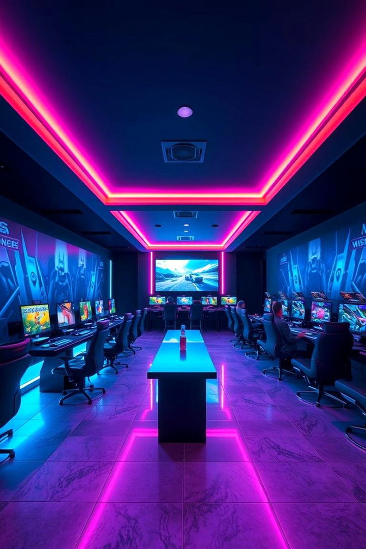 Premium Gaming Lounge with LED Accents - 22 Luxury Game Room Ideas