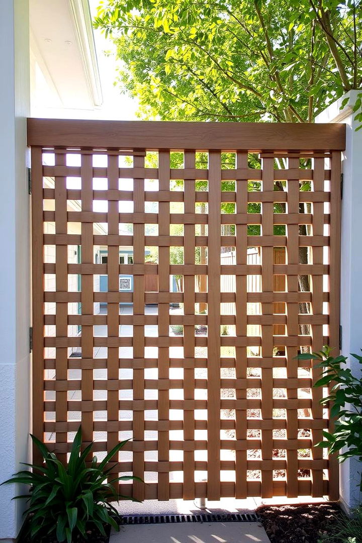 Privacy Focused Lattice Gate - 22 Driveway Gate Ideas