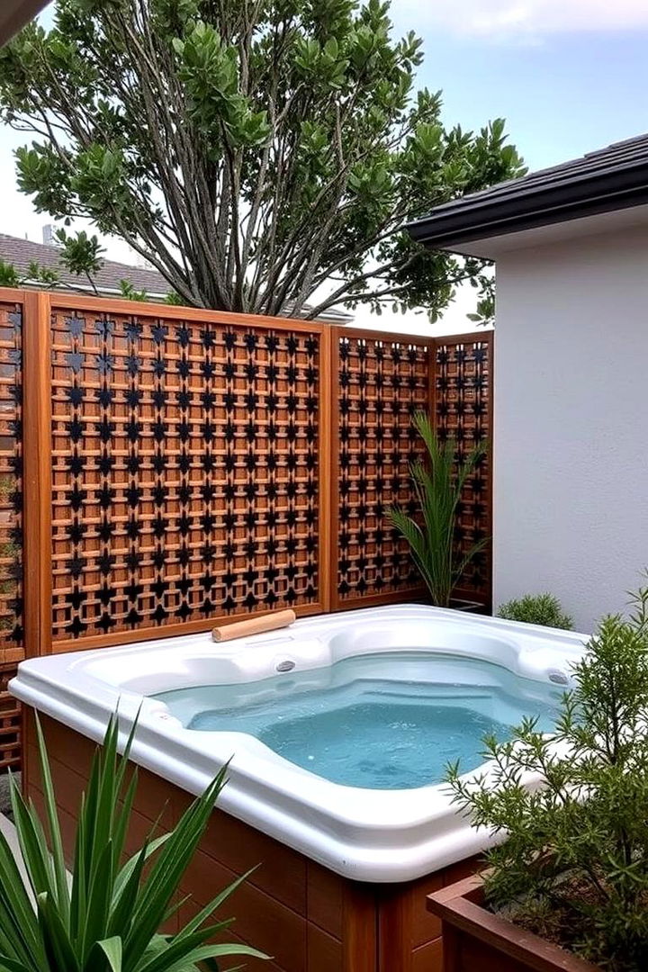 Privacy Lattice Panels - 22 Backyard Hot Tub Privacy Ideas