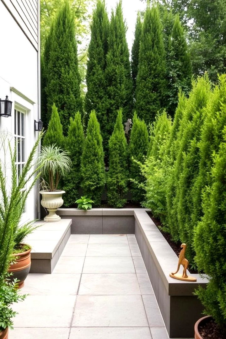Privacy enhanced Layout with Landscaping - 22 Raised Concrete Patio Ideas