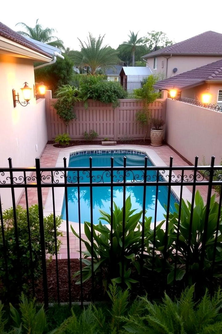Private Retreat with Stylish Fencing - 22 Above Ground Pool Landscaping Ideas