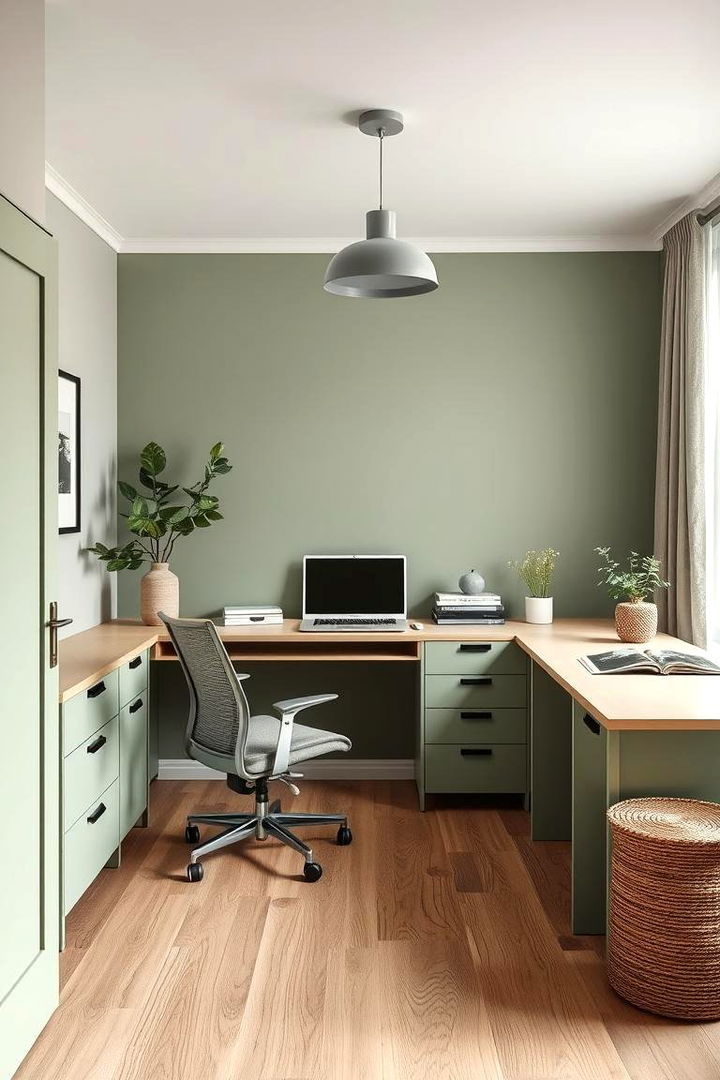 Productive Home Offices Embracing Sage - 22 Sage Green Paint Color Ideas