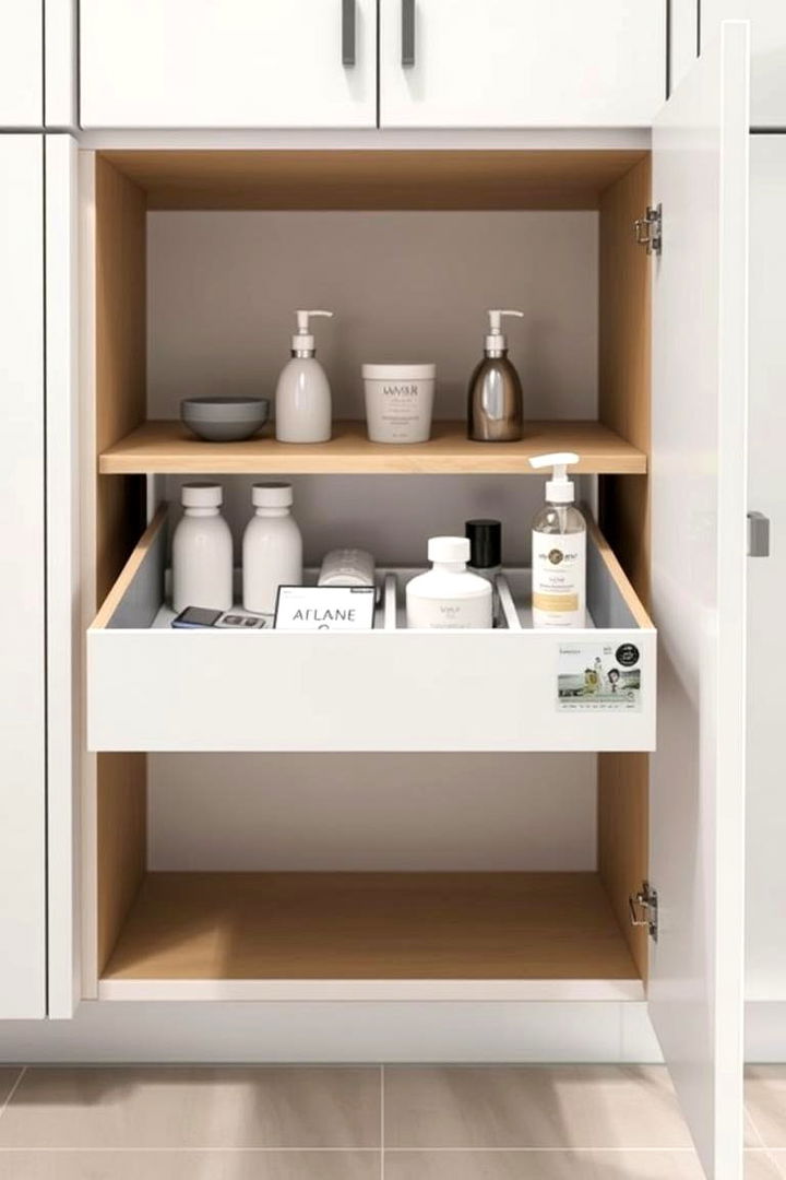Pull Out Drawers for Easy Access - 22 Bathroom Cabinet Organizing Ideas