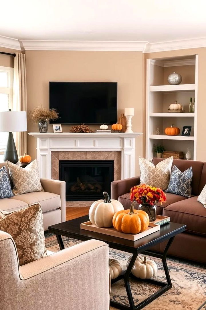 Pumpkin Decor Touches - 22 Fall Living Room Ideas
