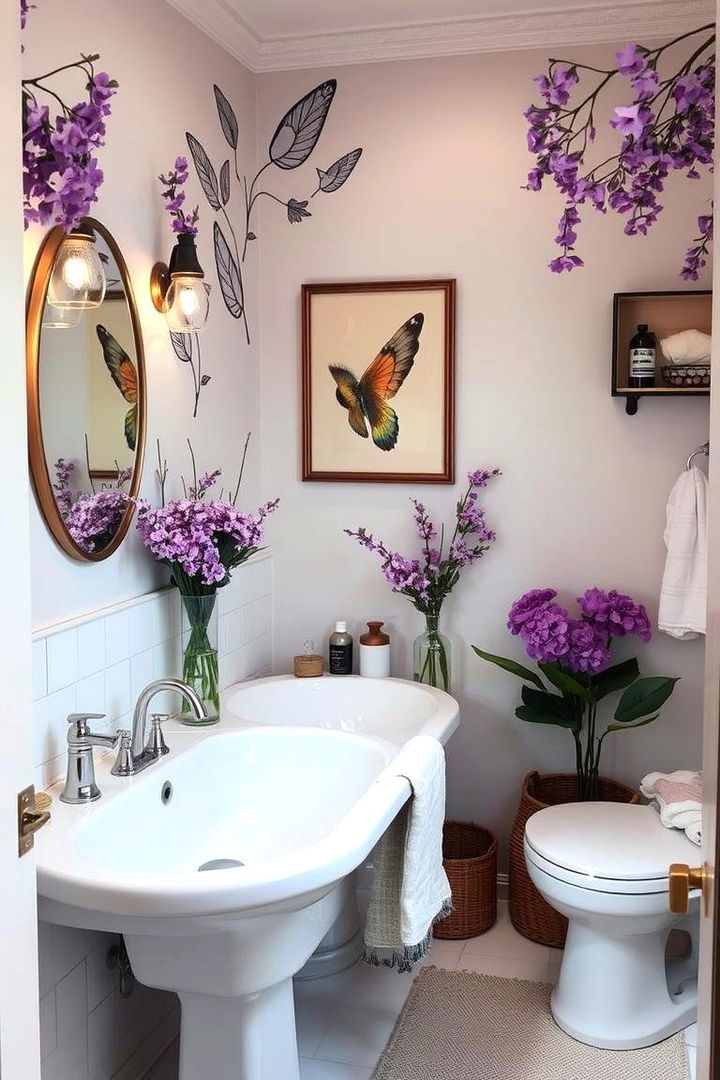 Purple Floral Accents - 22 Purple Bathroom Ideas
