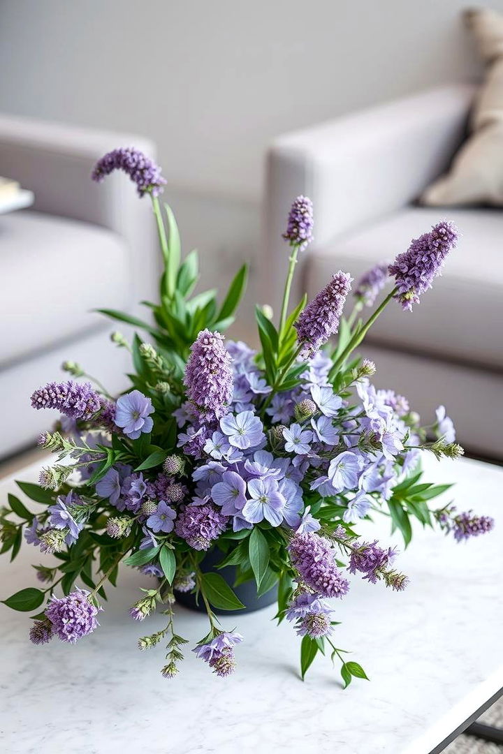 Purple Floral Arrangements - 22 Purple Living Room Ideas