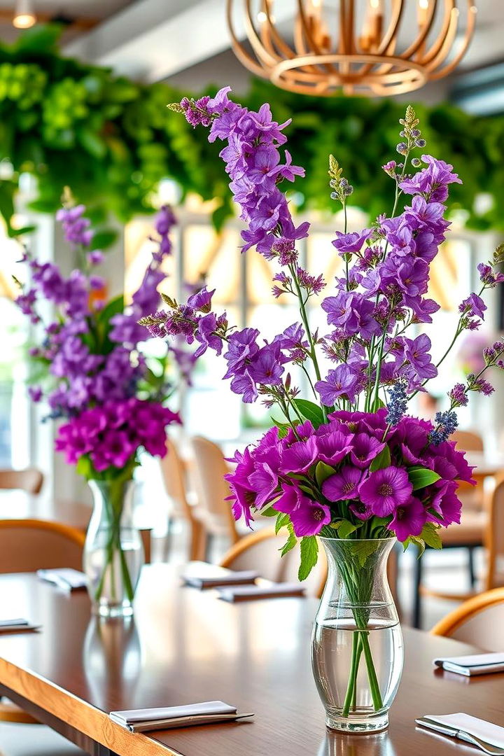 Purple Floral Arrangements - 22 Purple Dining Room Ideas