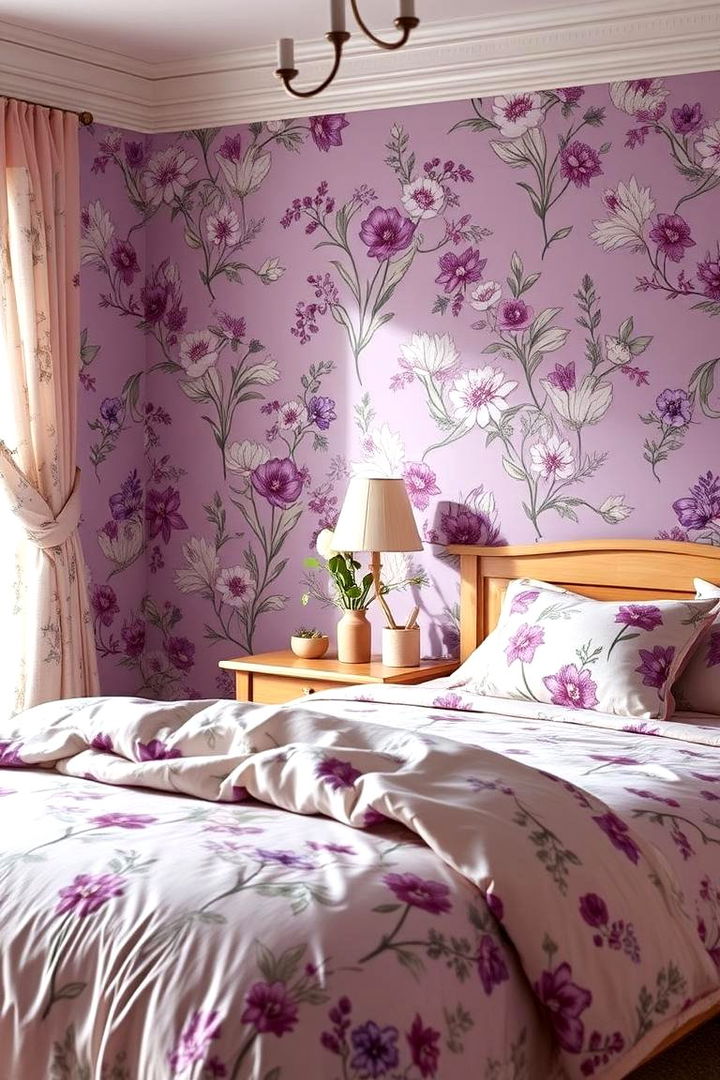 Purple Floral Fantasy - 22 Purple Bedroom Ideas
