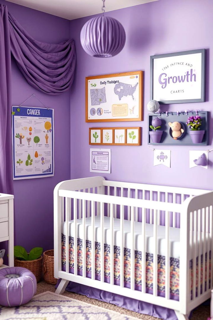 Purple Growth Corner - 22 Purple Nursery Ideas