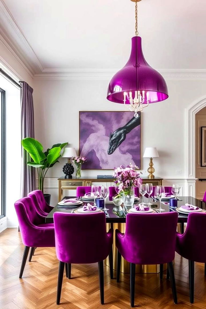 Purple Inspired Statement Fixtures - 22 Purple Dining Room Ideas