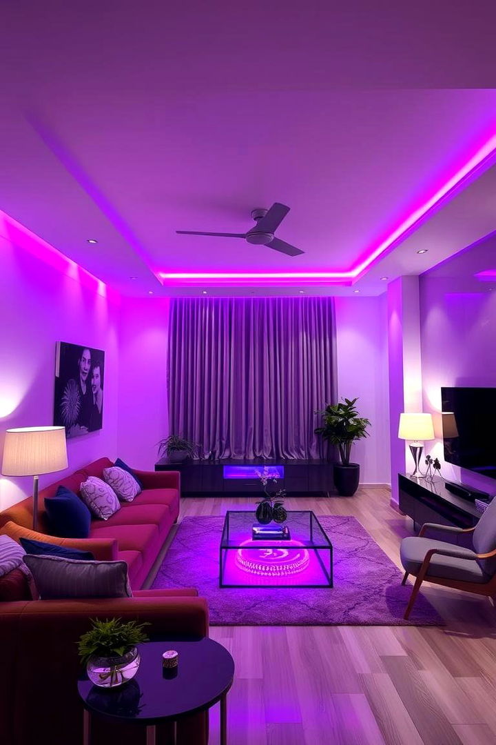 Purple Lighting Enhancements - 22 Purple Living Room Ideas