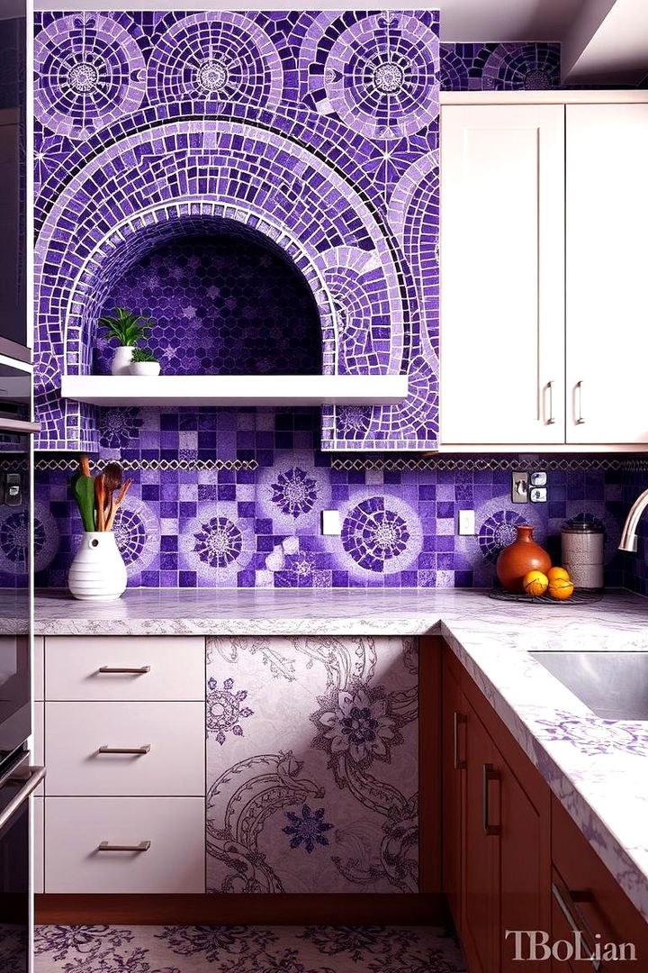 Purple Mosaic Accents - 22 Purple Kitchen Ideas