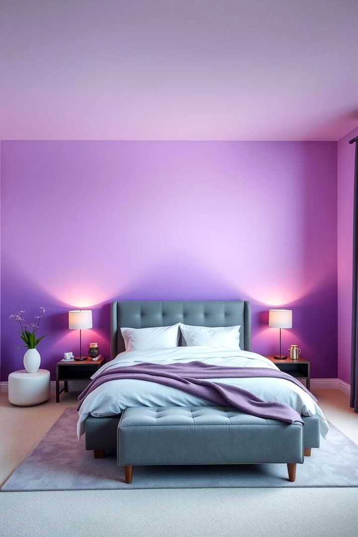Purple Ombre Effect - 22 Purple Bedroom Ideas