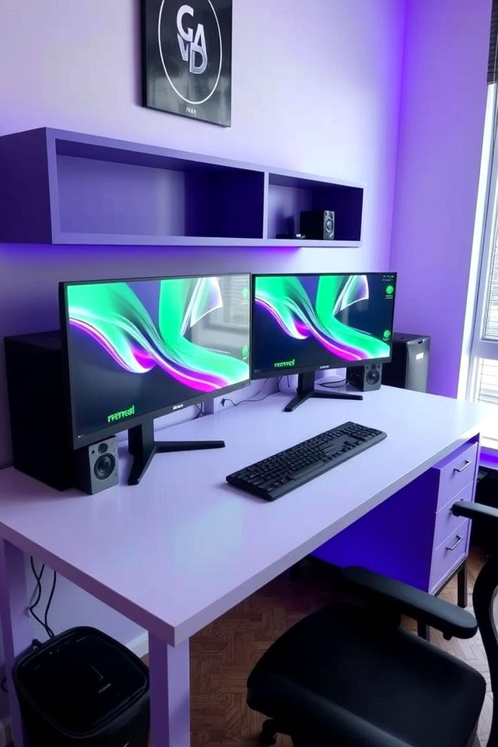 Purple Themed Gaming Desk Experience - 22 Purple Gaming Setup Ideas