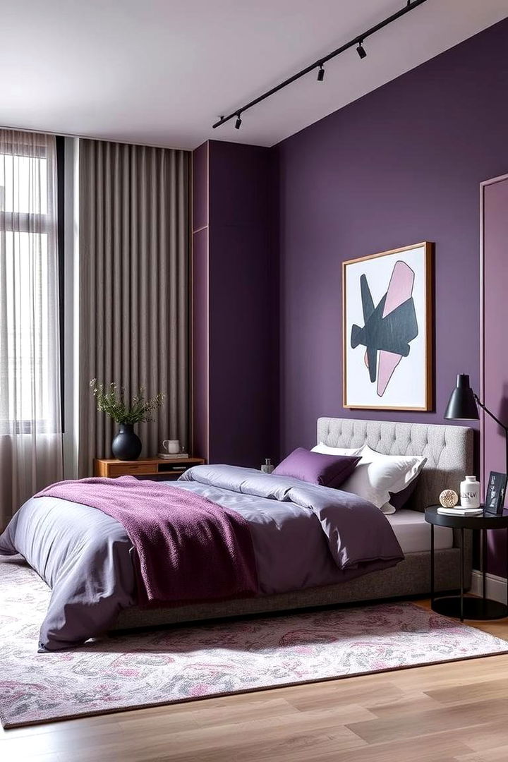 Purple and Grey Harmony - 22 Purple Bedroom Ideas