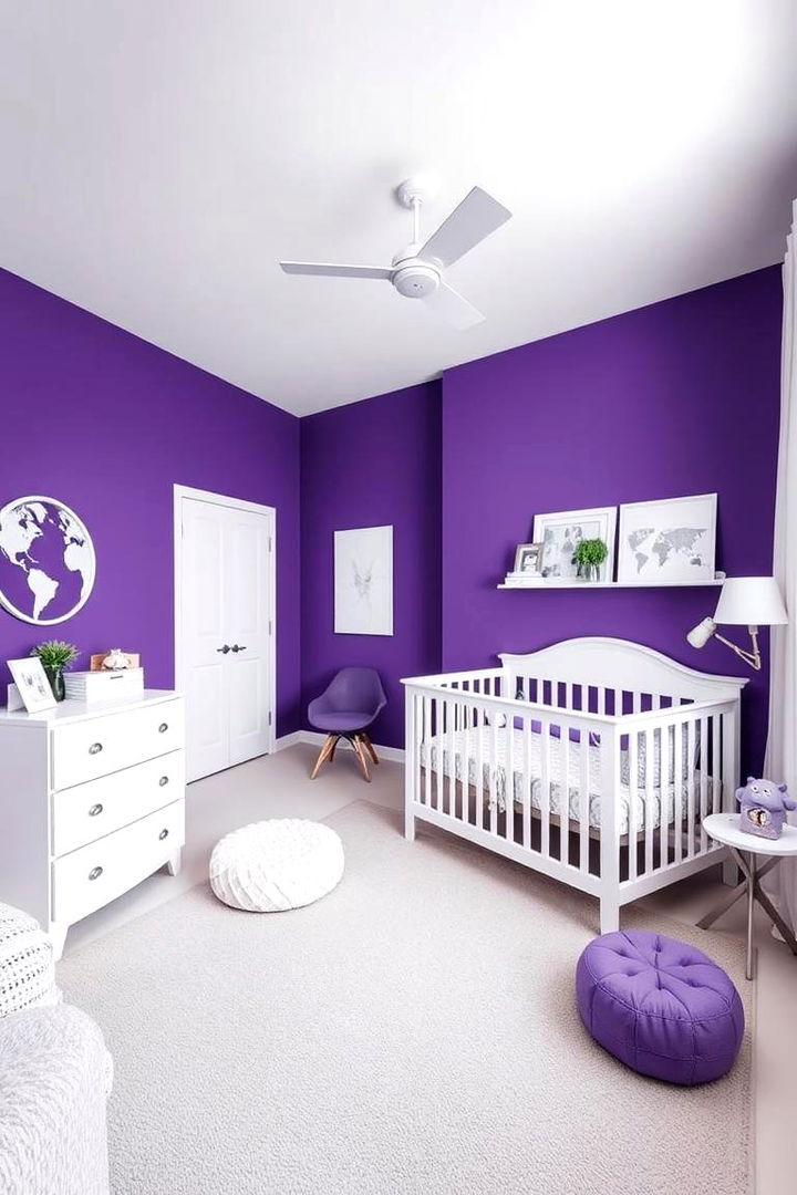 Purple and White Contrast - 22 Purple Nursery Ideas