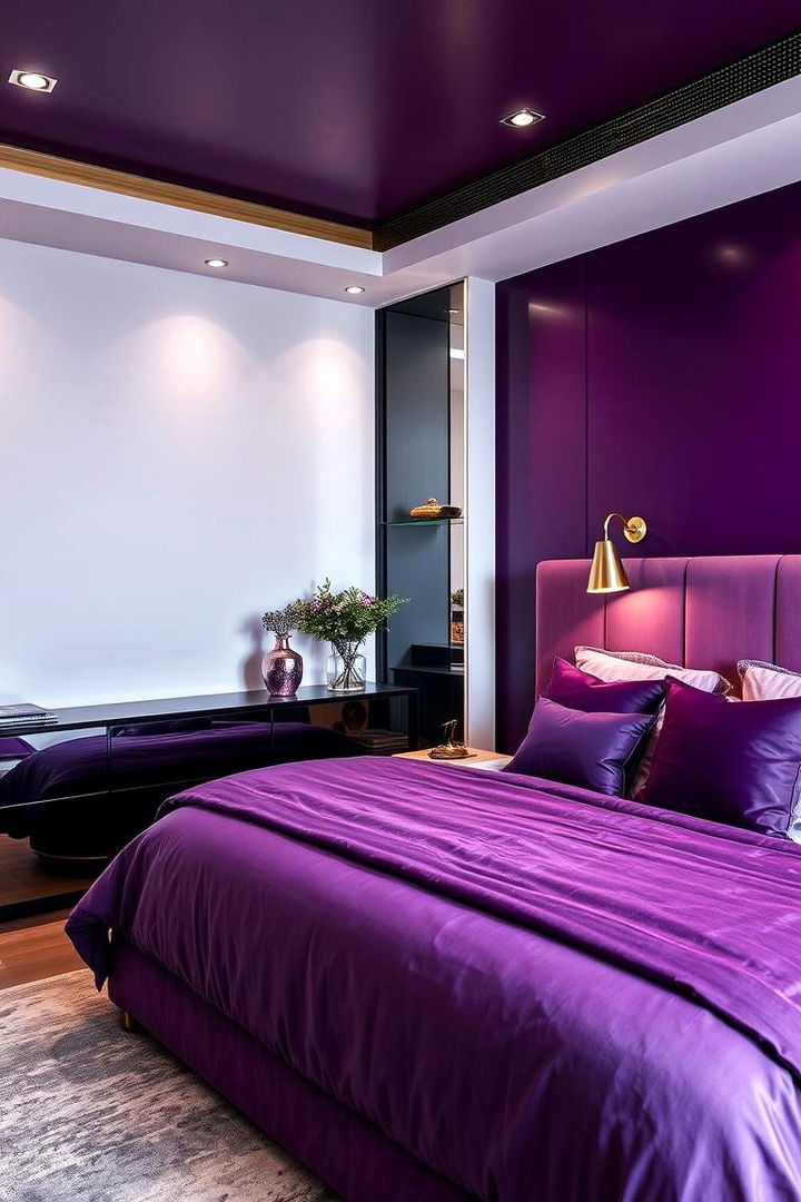 Purple with Metallic Touches - 22 Purple Bedroom Ideas