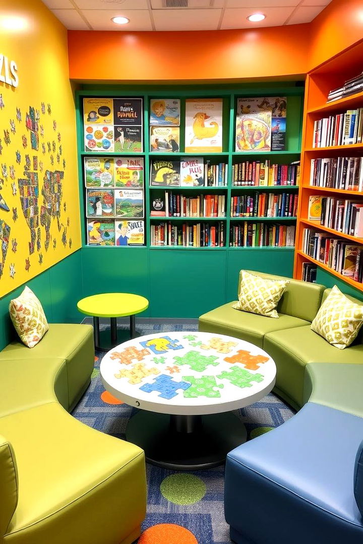 Puzzle and Books Combo Nook - 22 kids reading nook ideas
