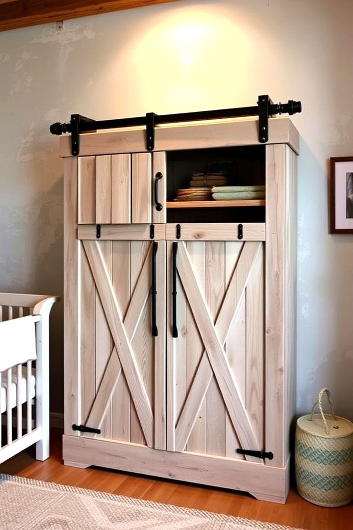 Quirky Barn Door Storage - 22 Rustic Nursery Ideas
